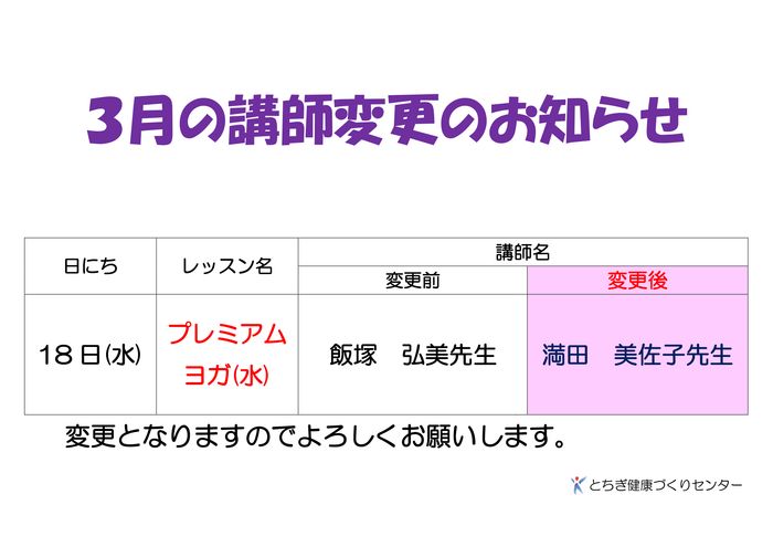 更新変更のお知らせ